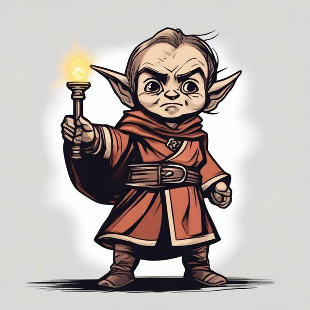 Generate an image of a scary halfling character from Dungeons and Dragons holding a morning star