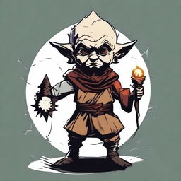 Generate an image of a scary halfling character from Dungeons and Dragons holding a morning star