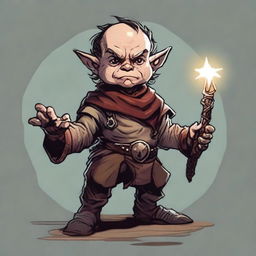 Generate an image of a stout, scary halfling character from Dungeons and Dragons holding a morning star