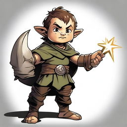 Generate an image of a stout halfling character from Dungeons and Dragons holding a morning star