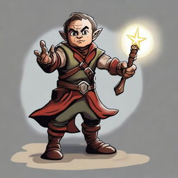 Generate an image of a stout halfling character from Dungeons and Dragons holding a morning star