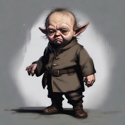 Generate an image of a stout halfling character in a horror setting