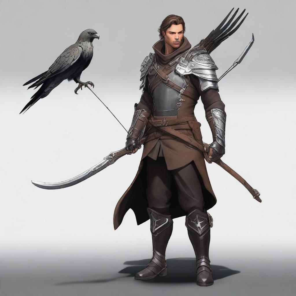 Generate a full body image of a fantasy male human ranger