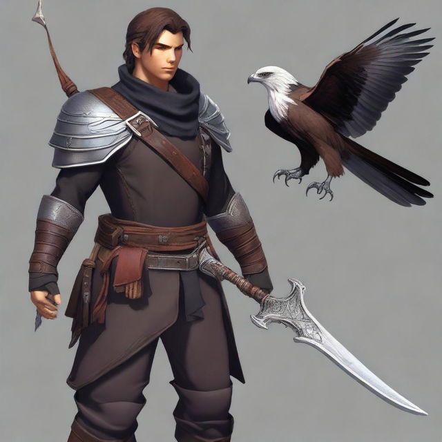 Generate a full body image of a fantasy male human ranger