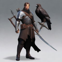 Generate a full body image of a fantasy male human ranger