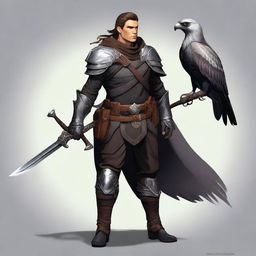 Generate a full body image of a fantasy male human ranger