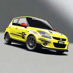 Generate an image of a first-generation Suzuki Swift styled for rally racing