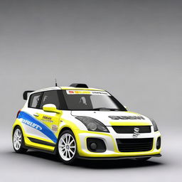 Generate an image of a first-generation Suzuki Swift styled for rally racing