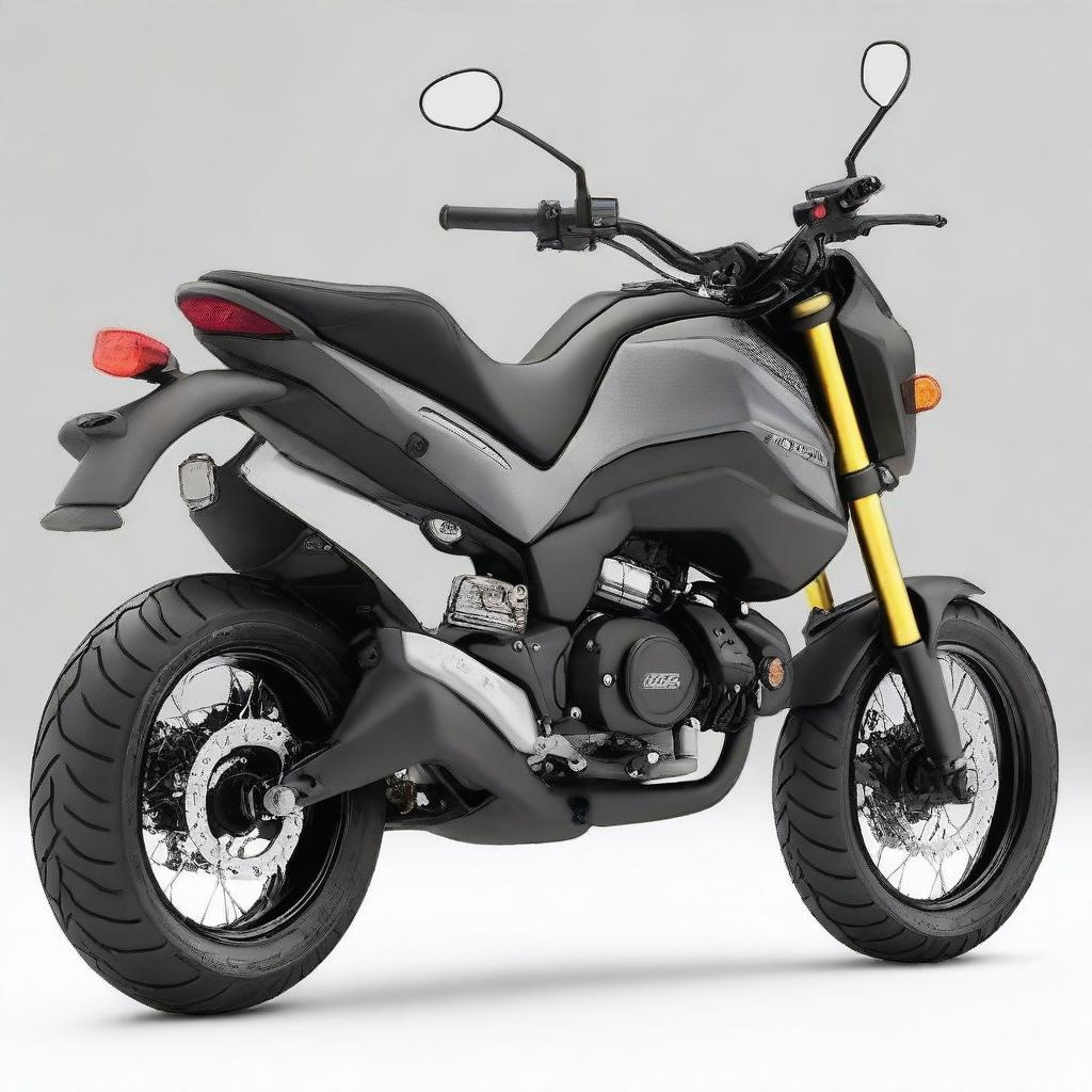 Generate an image of a 2016 Honda Grom modified for use on dirt tracks