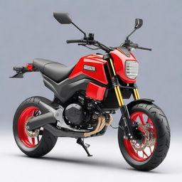 Generate an image of a 2016 Honda Grom modified into a chopper-style motorbike