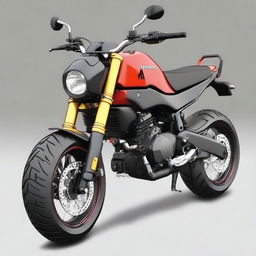 Generate an image of a 2016 Honda Grom modified into a chopper-style motorbike