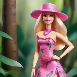 Create an image of Barbie in the vast Amazon jungle