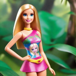 Create an image of Barbie in the vast Amazon jungle