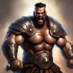 Generate an image of a gladiator barbarian in a state of rage