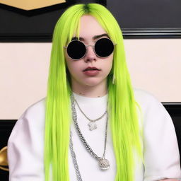 Billie Eilish, the Grammy-winning singer, known for her unique style and soulful voice