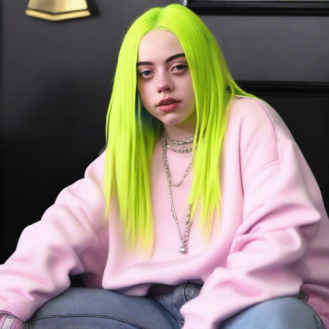 Billie Eilish, the Grammy-winning singer, known for her unique style and soulful voice