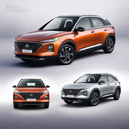 Create an image of a car that combines the design elements of both the Hyundai Venue and the Hyundai i20