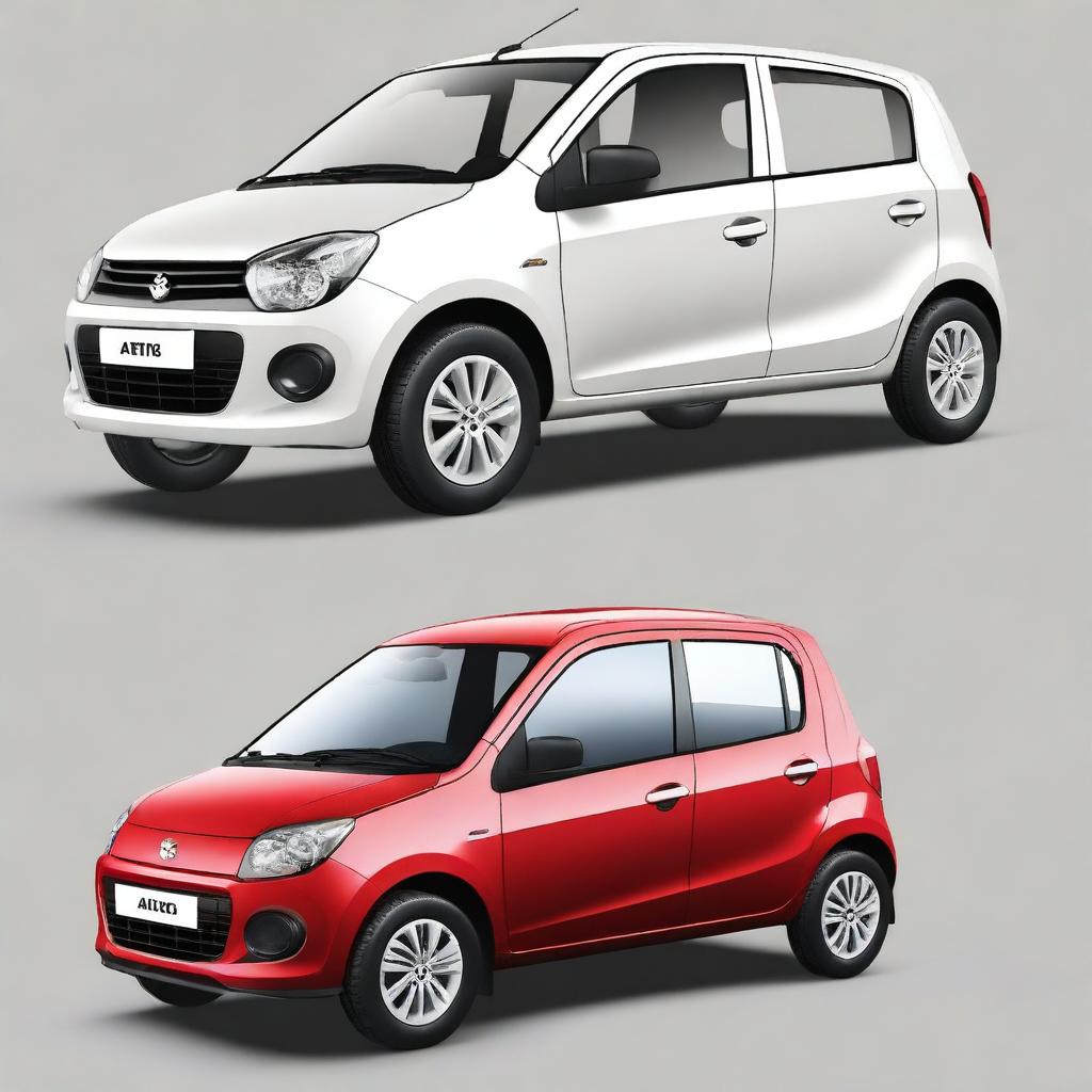 Generate an image that integrates the designs of the Maruti Alto 800 and the Wagon R