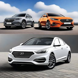 Create an image of a car that combines the features of all Hyundai cars available in India