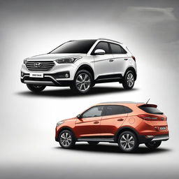 Generate an image of a car that combines the designs of the Hyundai Creta and the Hyundai Verna