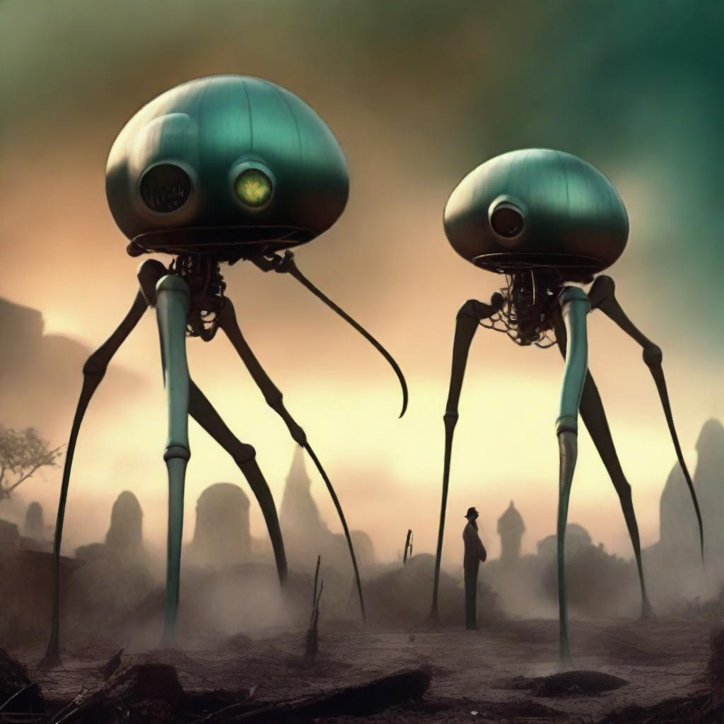 Generate an image of a Disney adaptation of the 'War of the Worlds' movie