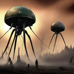 Generate an image of a Disney adaptation of the 'War of the Worlds' movie