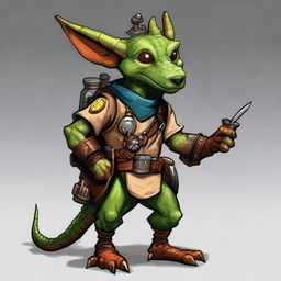 Generate an image of a Dungeons & Dragons style Kobold Artificer