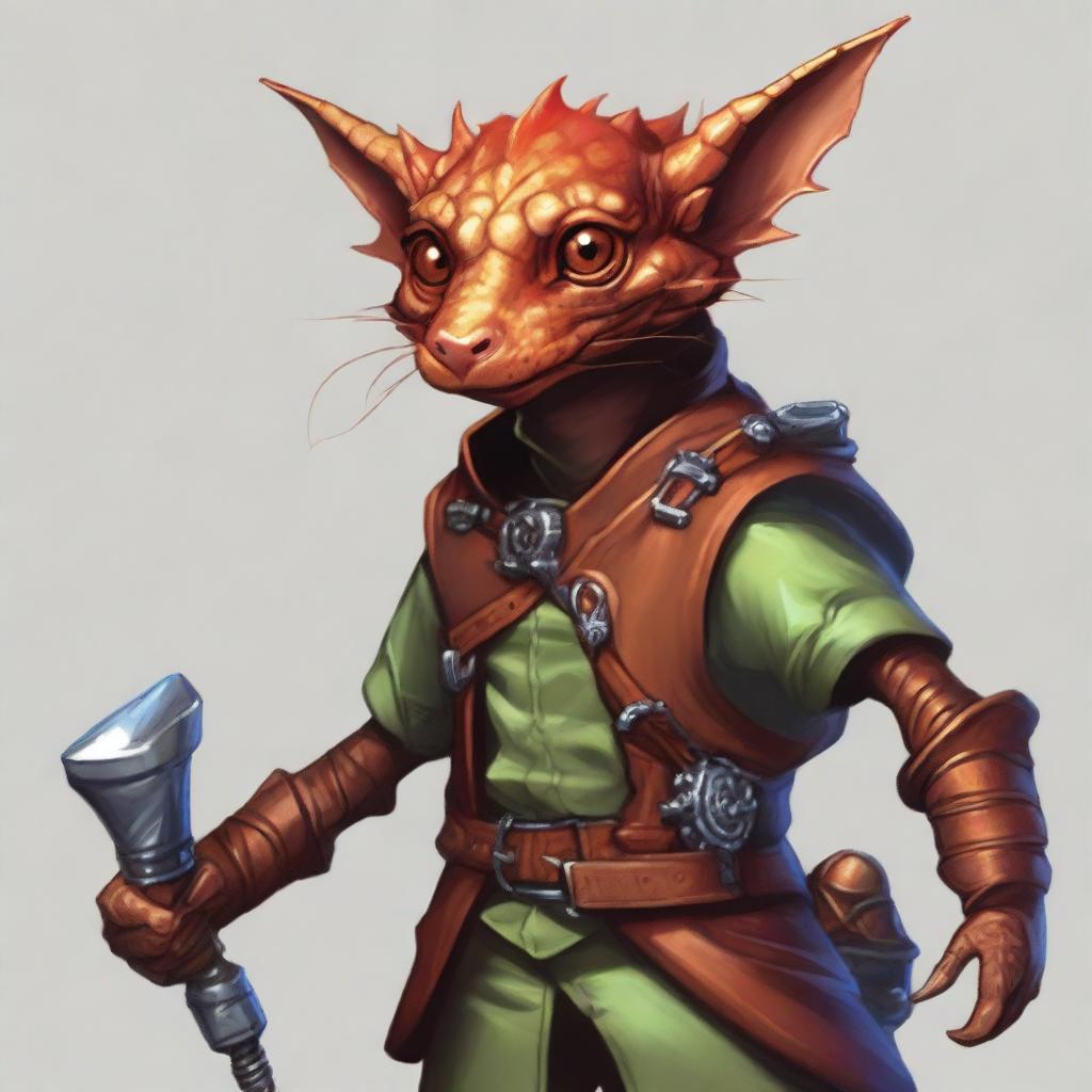 Generate an image of a Dungeons & Dragons style Kobold Artificer