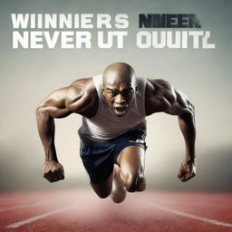 Create an image that visually represents the phrase 'Winners never quit, and quitters never win'