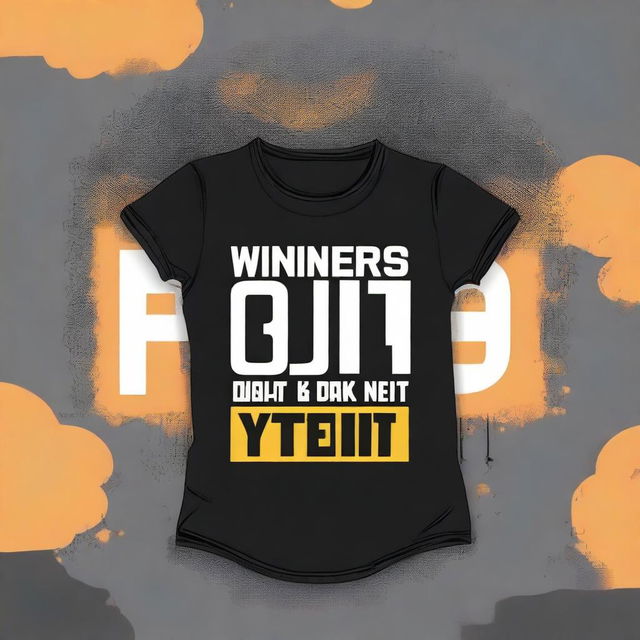 Design the front of a T-shirt with the phrase 'Winners Never Quit'