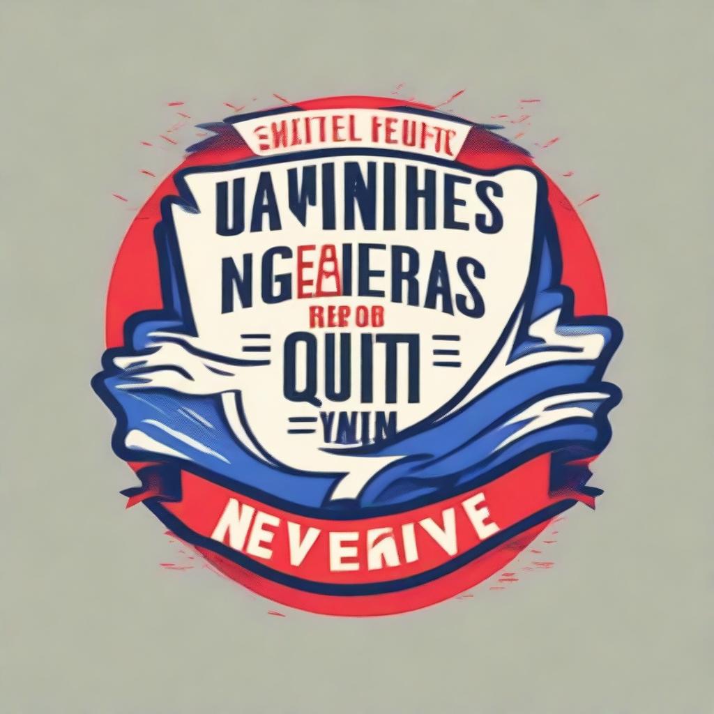 Design the front of a T-shirt with the phrase 'Winners never quit, and quitters never win'