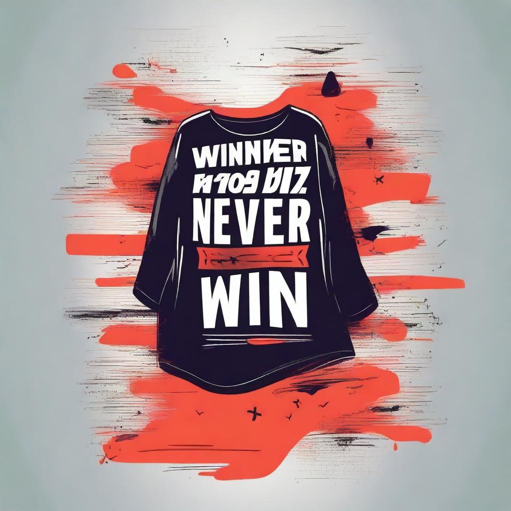 Design the front of a T-shirt with the phrase 'Winners never quit, and quitters never win'