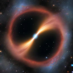 Generate an image showcasing a beautiful black hole with the surrounding universe