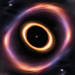 Generate an image showcasing a beautiful black hole with the surrounding universe