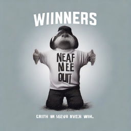 Design a graphic t-shirt with the phrase 'Winners never quit, and quitters never win