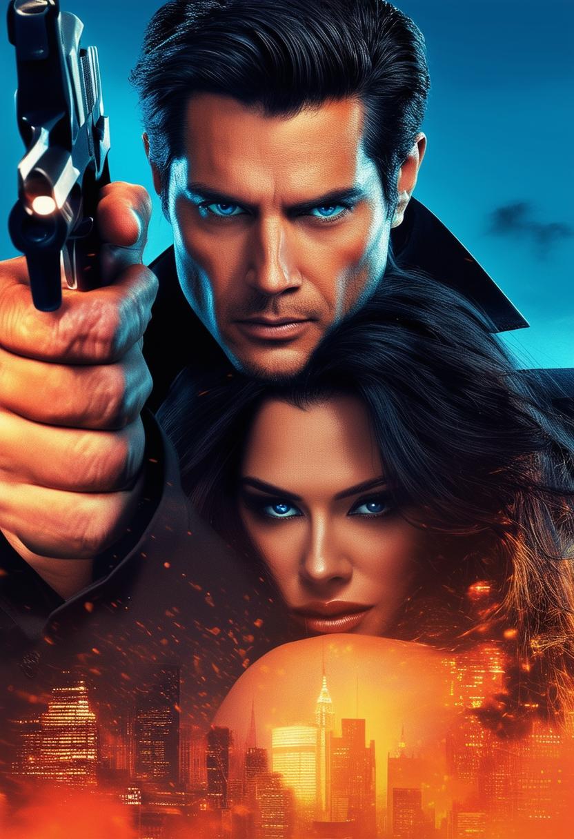 A high-definition, textless book cover design featuring a caramel brown-skinned woman with blue eyes hugging a fair-skinned, dark-haired mafia boss with a gun, set against a crime-ridden city