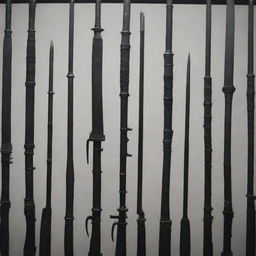 An assortment of every known weapon displayed in an impressive showcase.