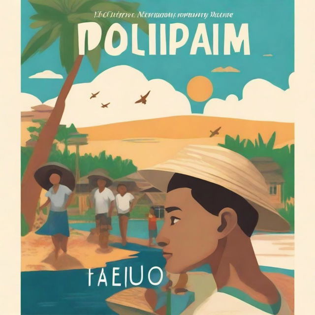 Design a book cover in the style of a painting for a story about the Filipino diaspora