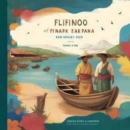 Design a book cover in the style of a painting for a story about the Filipino diaspora