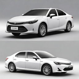 Generate an image merging the design elements of a 1996 Toyota Premio and a 2017 GT86