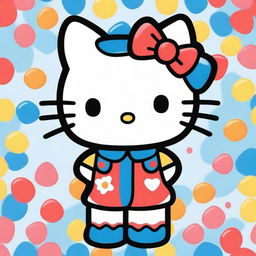 A cute and vibrant image of Hello Kitty, the popular Japanese character