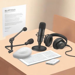 Generate an image depicting an audiobook recording setup designed specifically for blind students