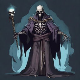 Generate an image of a humanoid lich in the art style of Dungeons and Dragons