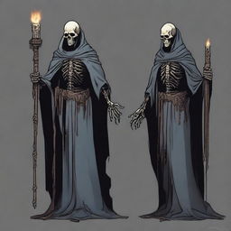 Generate an image of a humanoid lich in the art style of Dungeons and Dragons