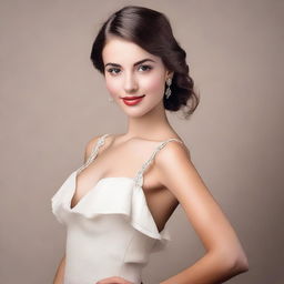 Generate an image of a beautifully done girl, capturing her elegance and charm in a tasteful and respectful manner.