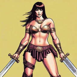 Create a depiction of Xena, the Warrior Princess, in a provocative but tasteful pose