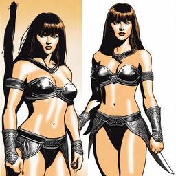 Create a depiction of Xena, the Warrior Princess, in a provocative but tasteful pose