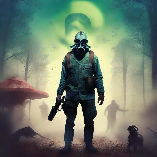 Create an image for a zombie book cover set in a rural, wooded, apocalyptic setting