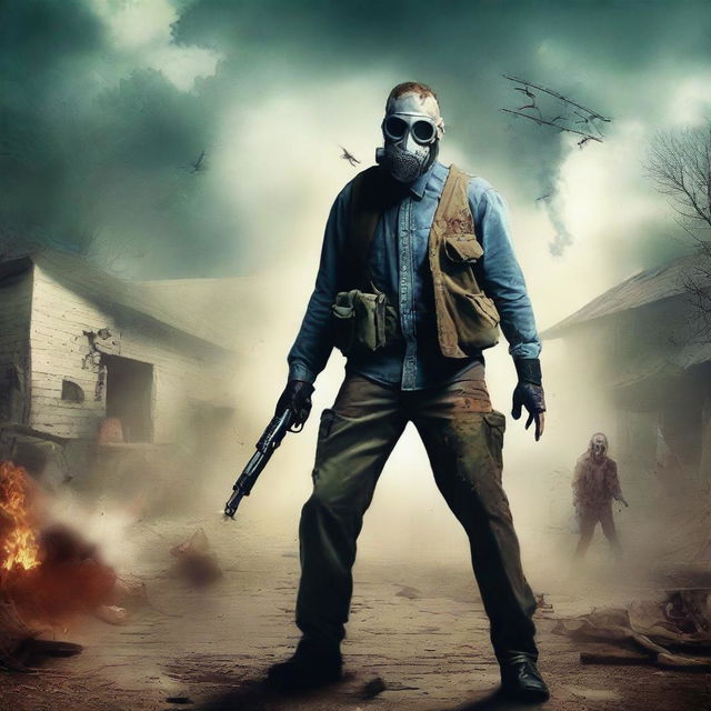 Generate an image for a zombie book cover, depicting an apocalyptic, rural, and wooded scene