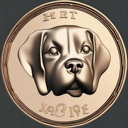 Generate an image of a bronze coin with the face of a dog on it